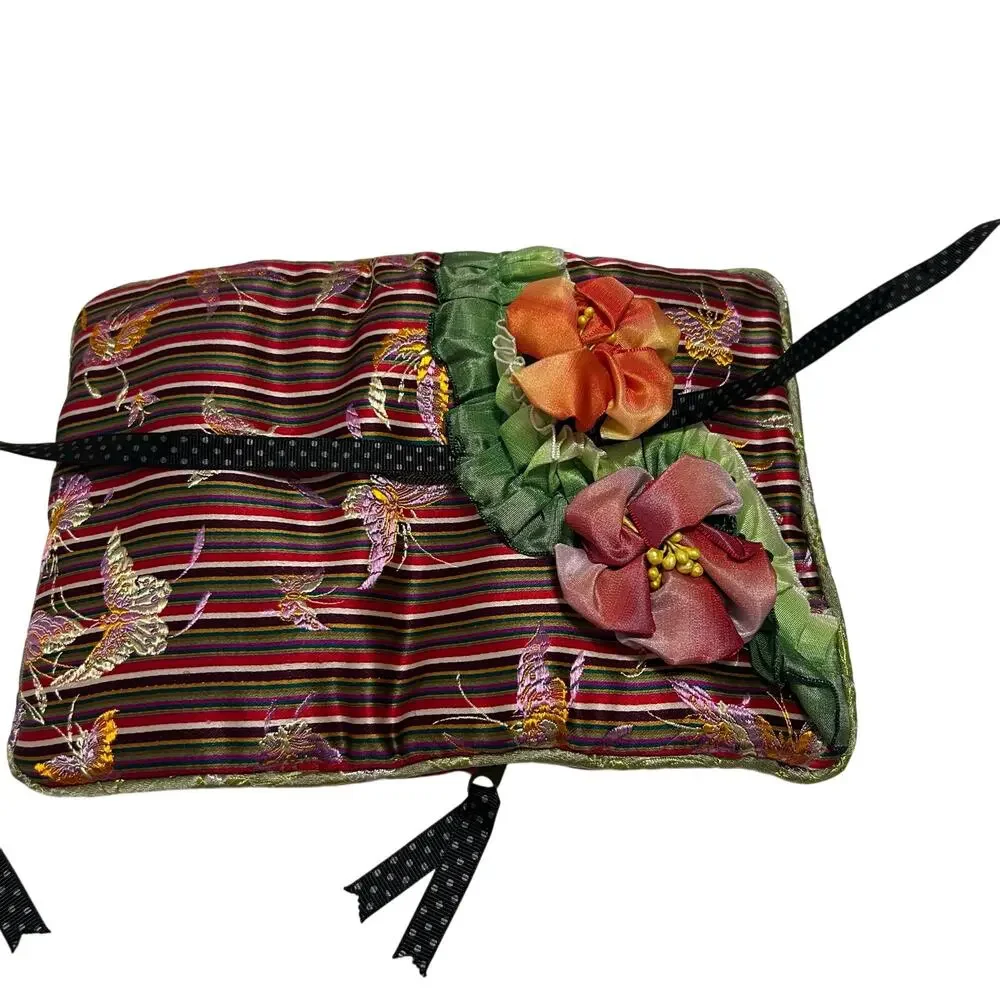 VTG 90s Goody Goody California Velvet & Silk Jewelry Travel Roll Organizer Bag